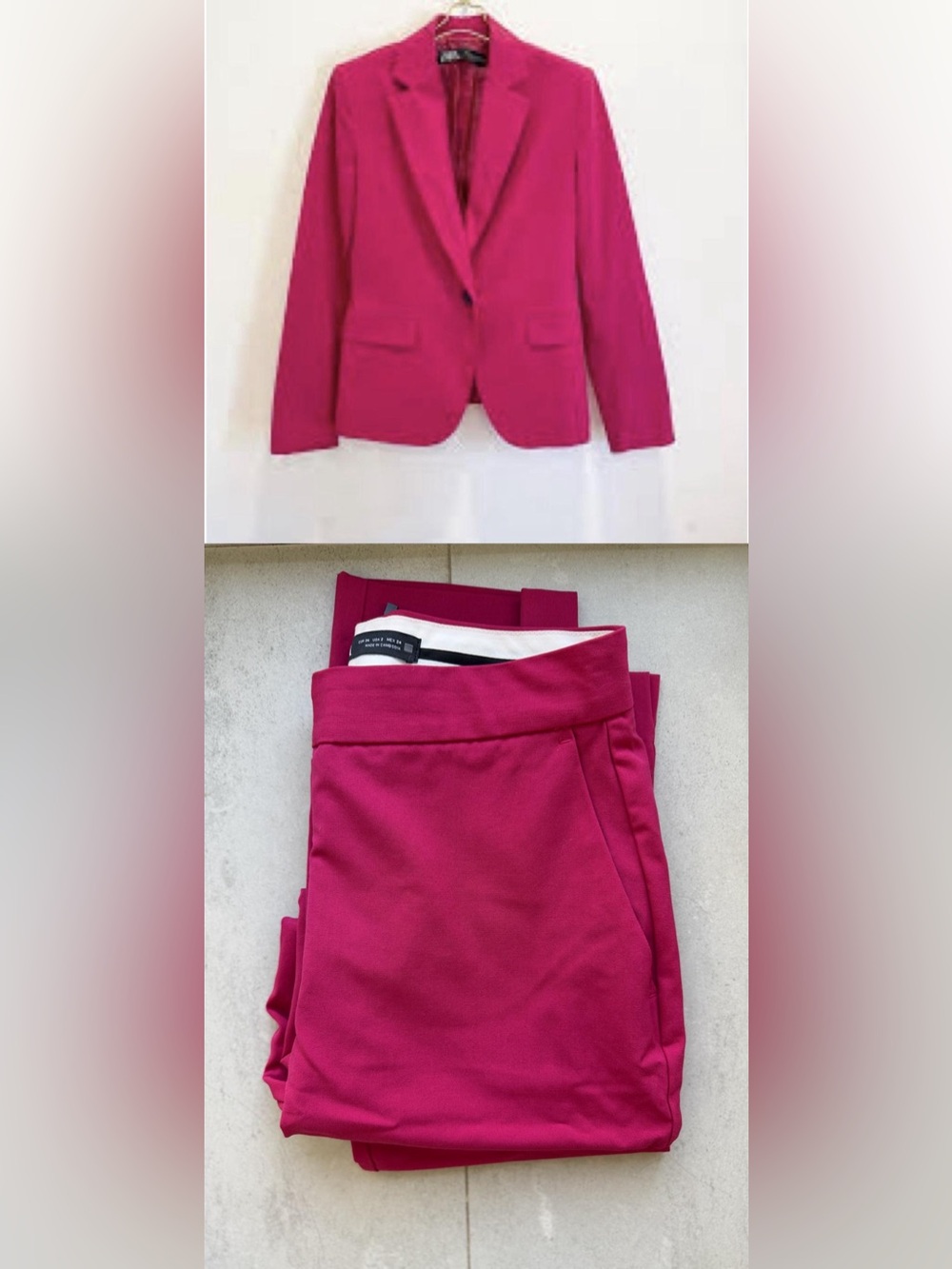 ZARA Hot Pink Tailored Blazer + Matching Pants Set XS / US 2 Power Suit